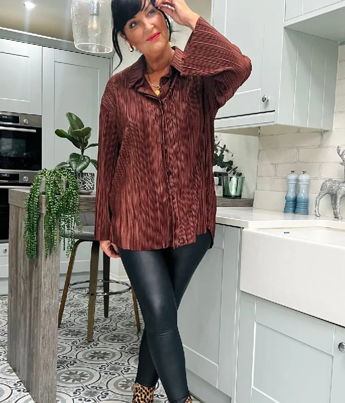 Luxe Longline Plisse Blouse