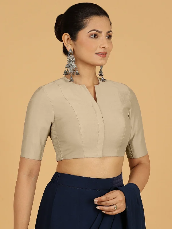 Simar x Rozaana |  Saree Blouse in Oyster Grey