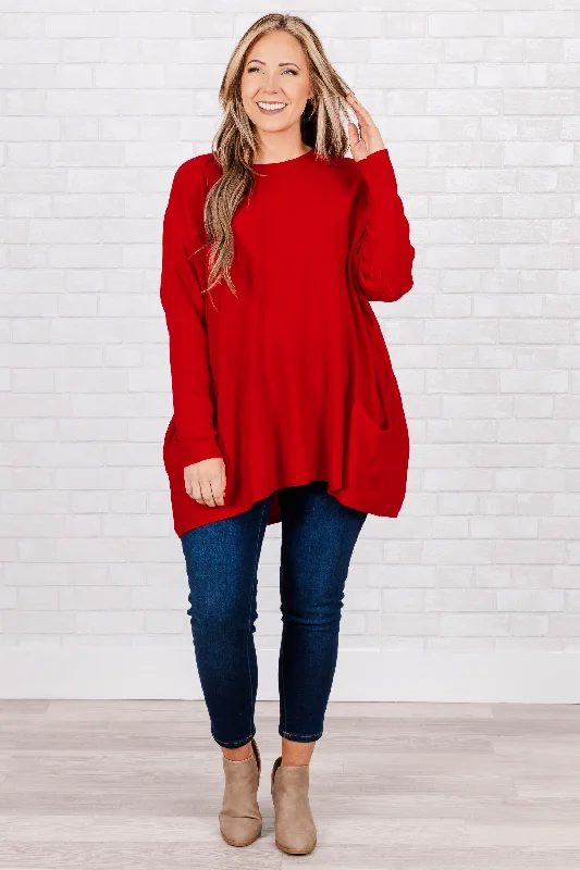 Snow Whispers Tunic, Red