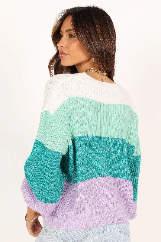 Danielle Knit Sweater - Lilac Stripe