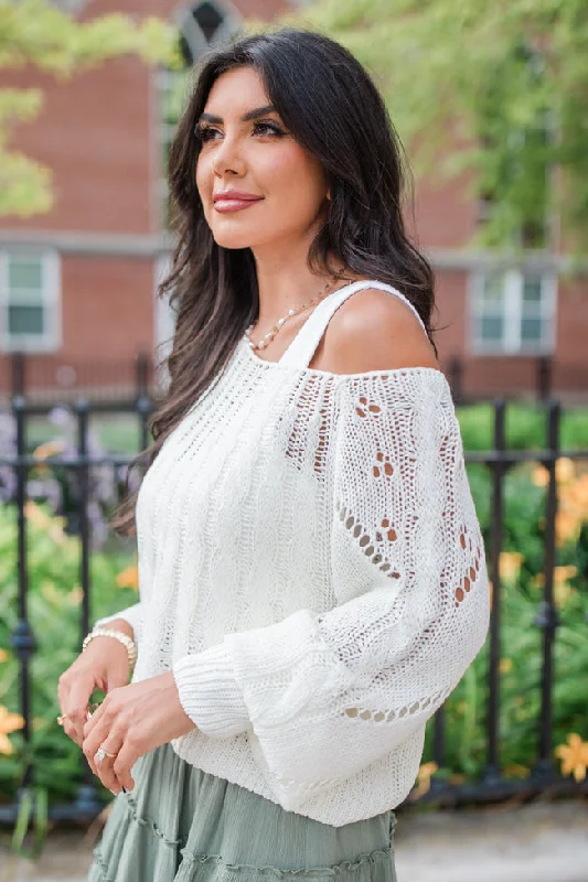 I'm Just Me Ivory Cable Knit Lightweight Sweater SALE