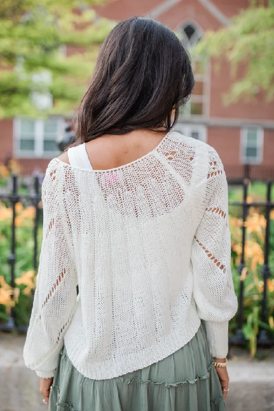 I'm Just Me Ivory Cable Knit Lightweight Sweater SALE