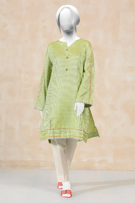 Printed Dobby Zardozi Green Kurti