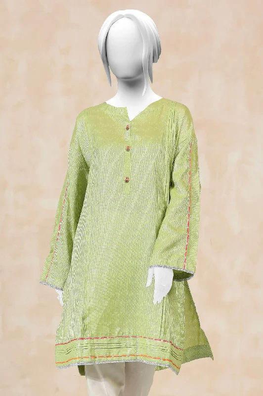 Printed Dobby Zardozi Green Kurti