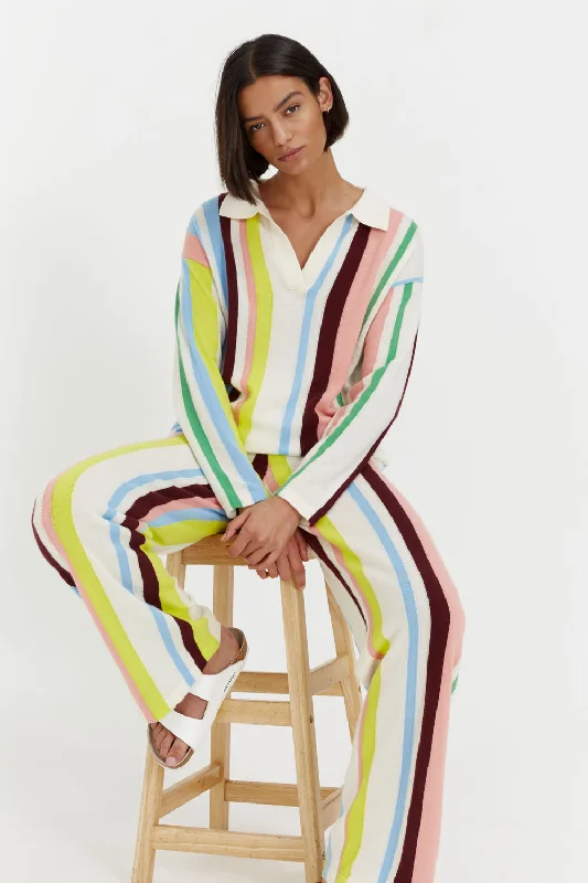 Multicoloured Cashmere Stripe Wide-Leg Pants