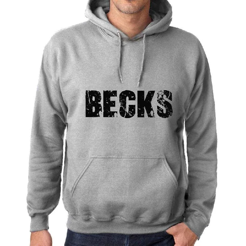 Unisex Printed Graphic Cotton Hoodie Popular Words BECKS Grey Marl