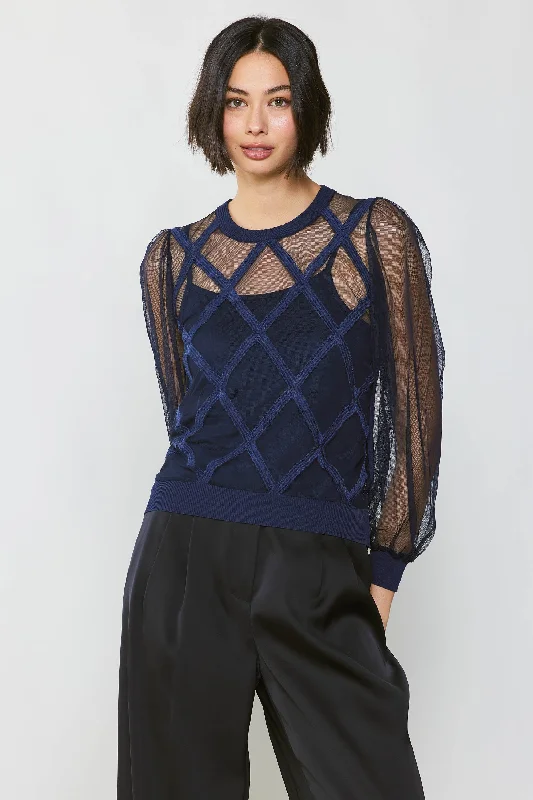 Sheer Crosshatch Cami-lined Top