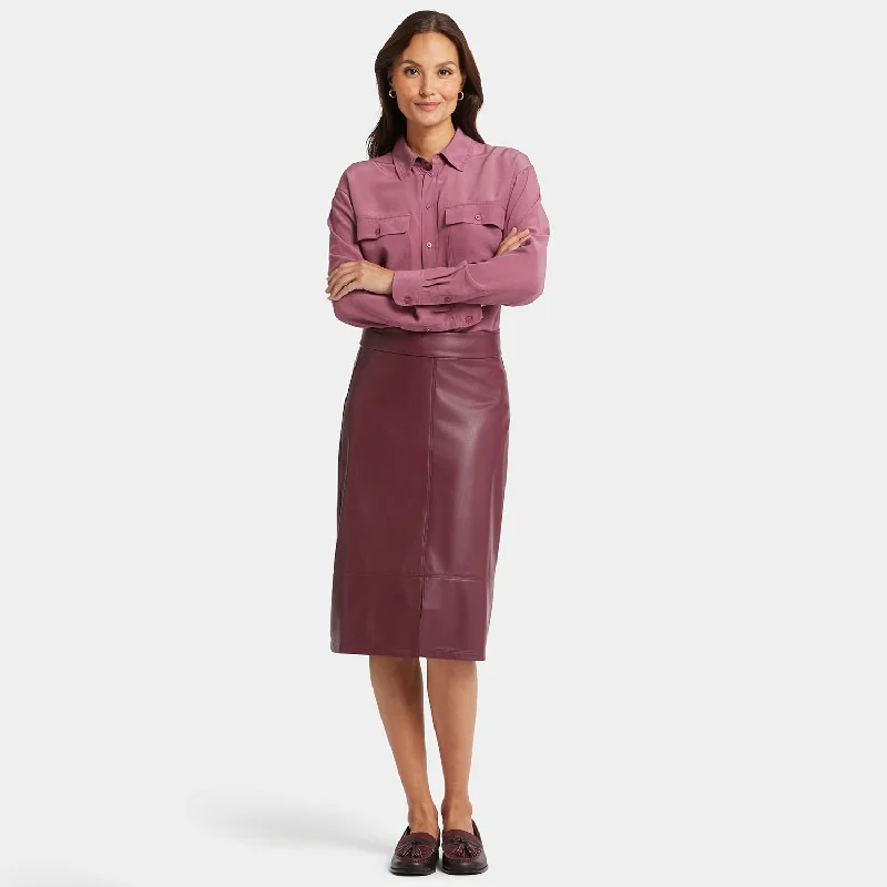 Faux Leather A-line Skirt - Tavern