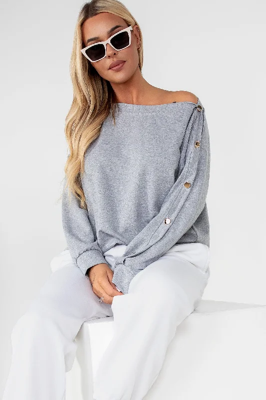 Ivanna Grey Long Sleeve Cotton Top