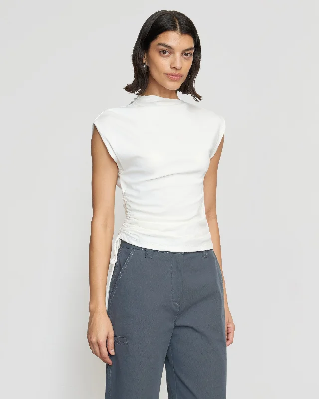 Jocelyn Asymmetric Ruched-Side Tee