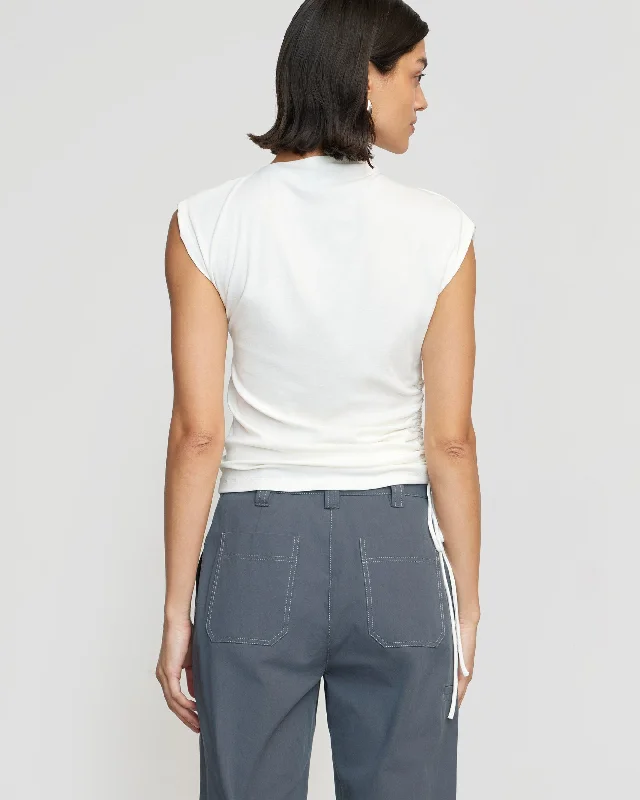 Jocelyn Asymmetric Ruched-Side Tee