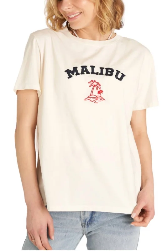 Malibu Embroidered Short Sleeve Tee In Ivory