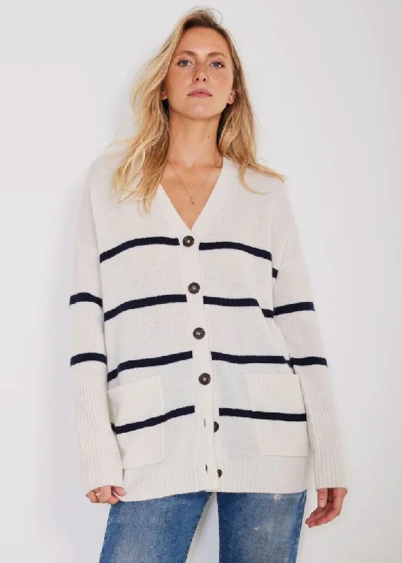 Not Monday | Campbell Cashmere Cardigan | Ivory Stripe