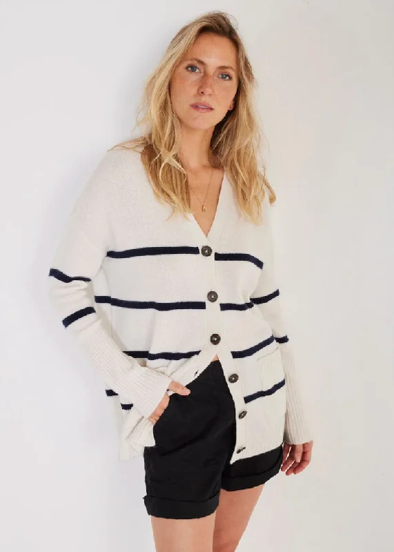 Not Monday | Campbell Cashmere Cardigan | Ivory Stripe