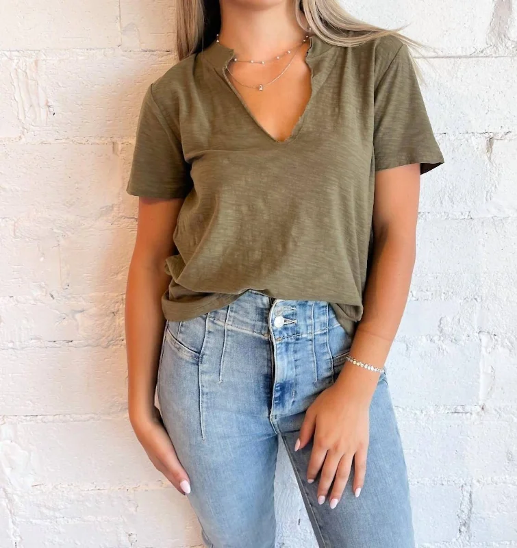 Plata Notched Tee In Green