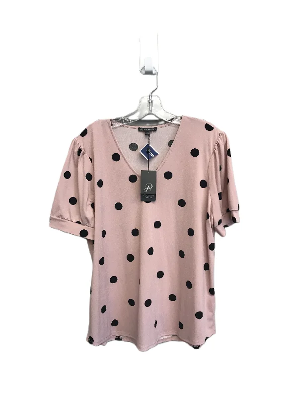 Polkadot Pattern Top Short Sleeve By Adrianna Papell, Size: Xl