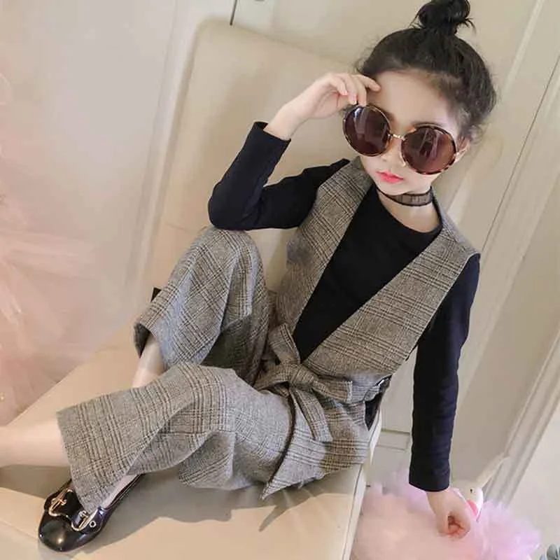 sixsr Teenage Girls Clothing Set 12 13 14 Years  Spring Plaid Vest T-shirts Pants 3pcs Suit for Girls Clothes Fashion Kids Costume