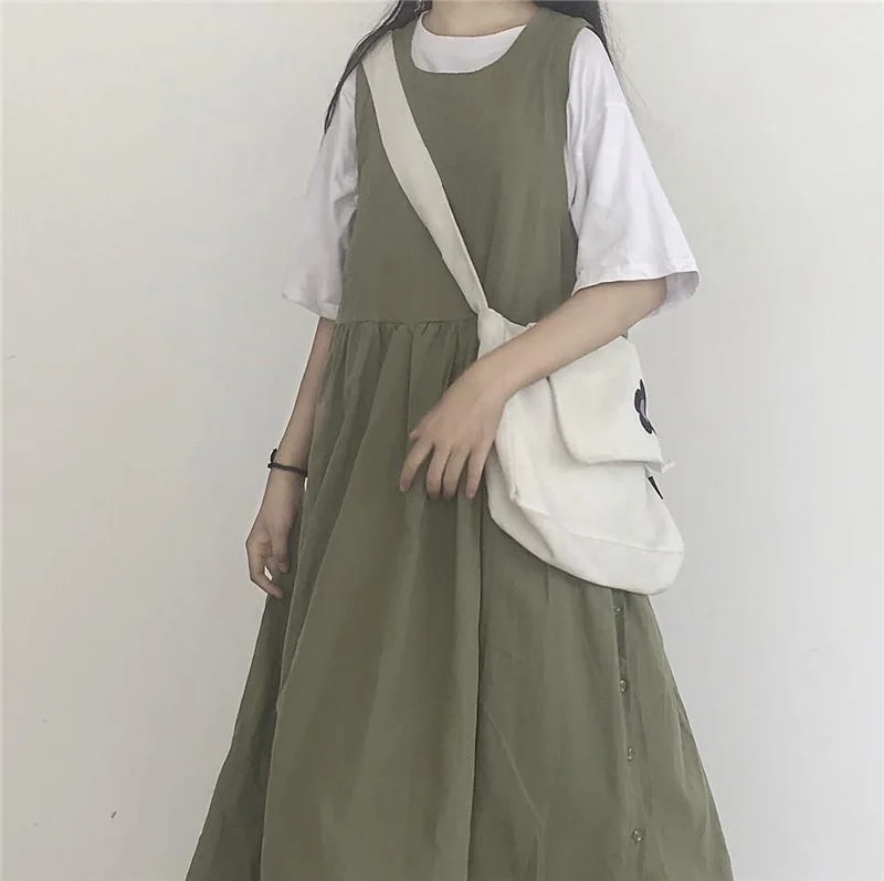 Vintage Round Neck Vest Dress