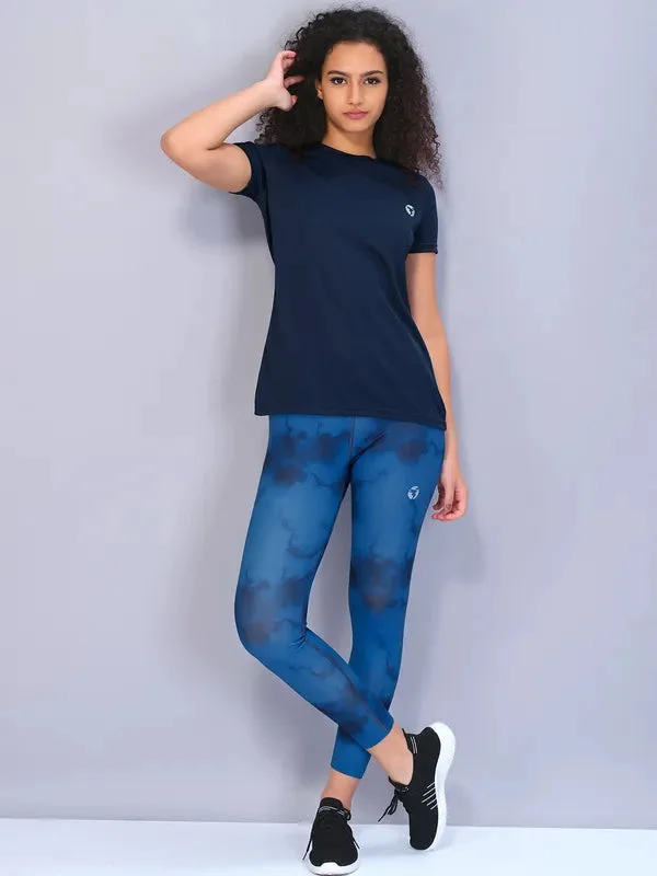 Women Solid Slim Fit Crew Neck T-shirt with TECHNO COOL