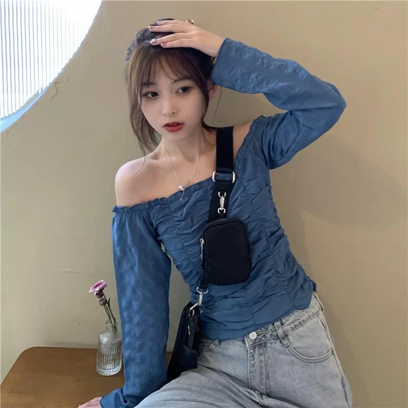 Women's Kawaii Off Shoulder Shirring Shirts