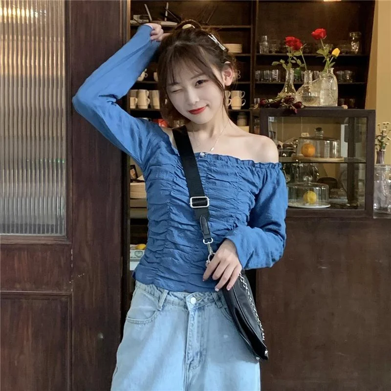 Women's Kawaii Off Shoulder Shirring Shirts