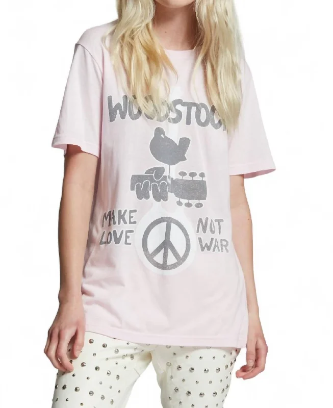 Woodstock Make Love Not War Graphic Tee In Pink