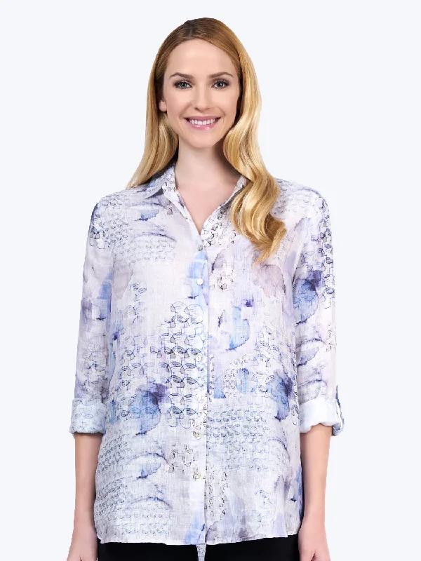 Tianello ""Xander"" Print  Linen ""Loving"" Blouse