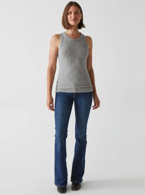 Halley Ribbed Tank with Ruching - Heather Grey