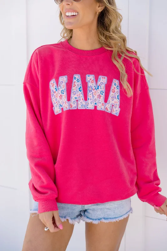 Mama Floral Hot Pink Oversized Graphic Sweatshirt Tori X Pink Lily