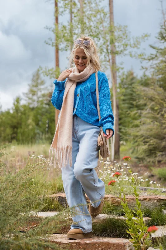 Moments That Matter Blue Cable Knit Cardigan