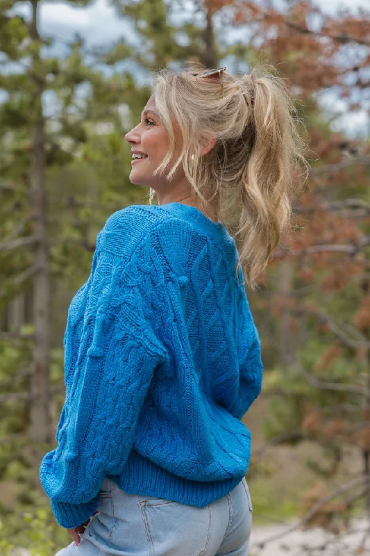 Moments That Matter Blue Cable Knit Cardigan