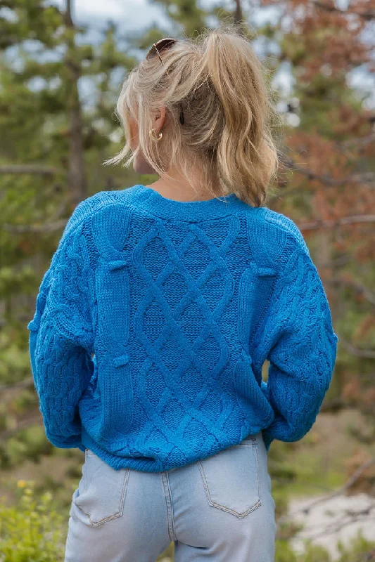 Moments That Matter Blue Cable Knit Cardigan