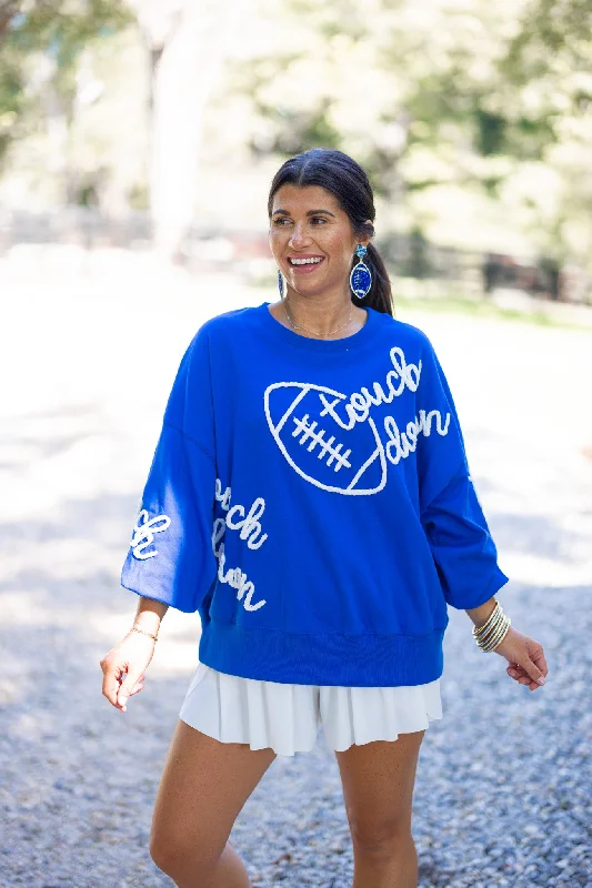 Touchdown Obsessed Blue Football Sweatshirt