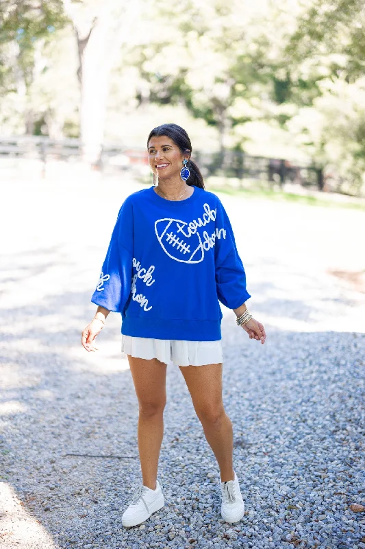 Touchdown Obsessed Blue Football Sweatshirt