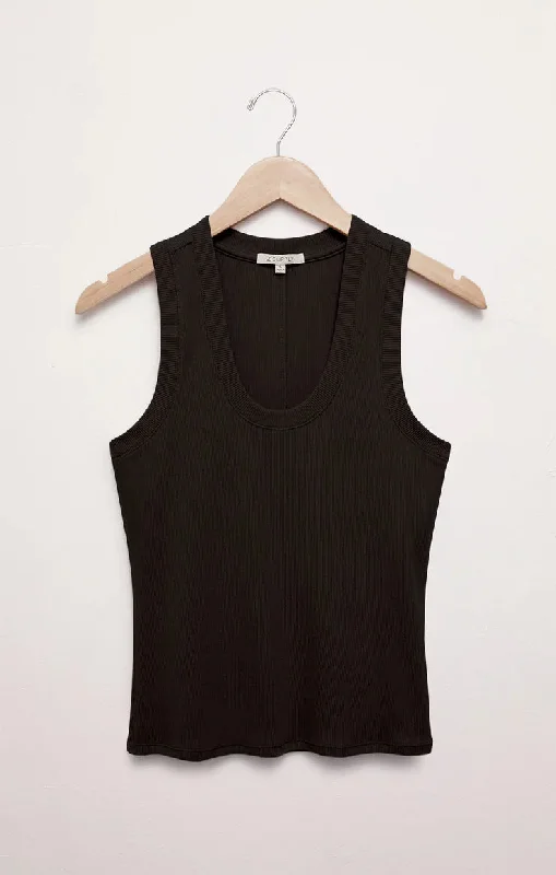 Z Supply Black Sirena Rib Tank Top