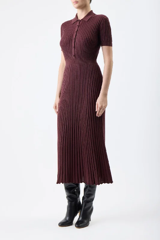 Amor Knit Dress in Deep Bordeaux Cashmere Silk