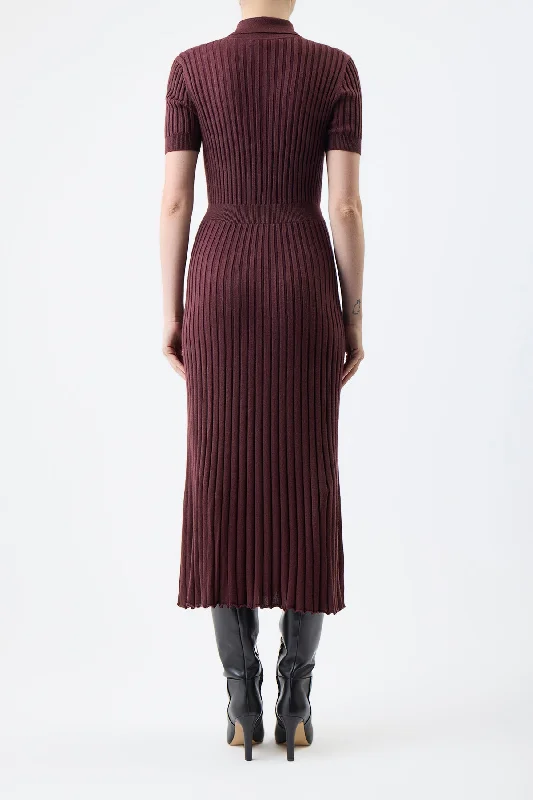 Amor Knit Dress in Deep Bordeaux Cashmere Silk