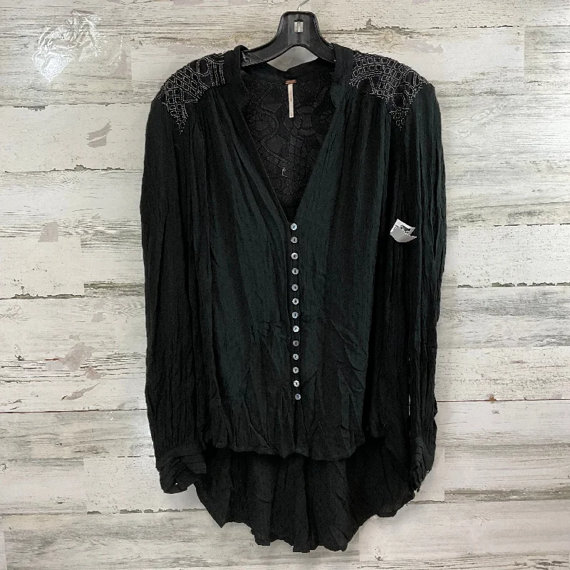 Blouse Long Sleeve By Free People In Black, Size: L