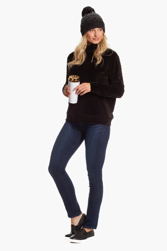 Brandy Pullover in Black Velvet