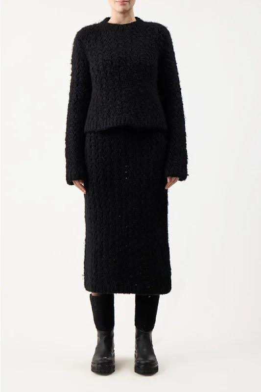 Collin Knit Skirt in Black Welfat Cashmere