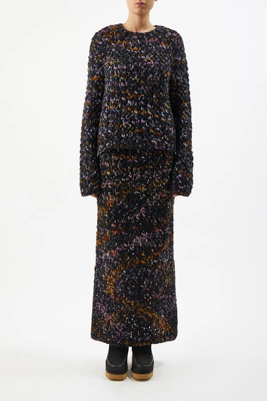 Collin Knit Skirt in Space Dye Black Multi Welfat Cashmere