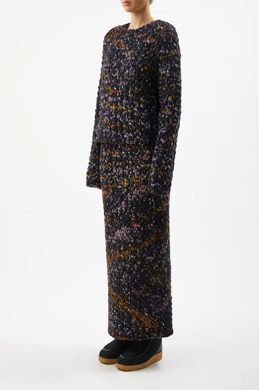 Collin Knit Skirt in Space Dye Black Multi Welfat Cashmere