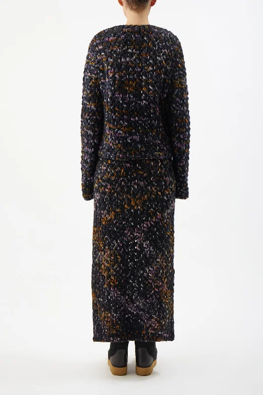 Collin Knit Skirt in Space Dye Black Multi Welfat Cashmere