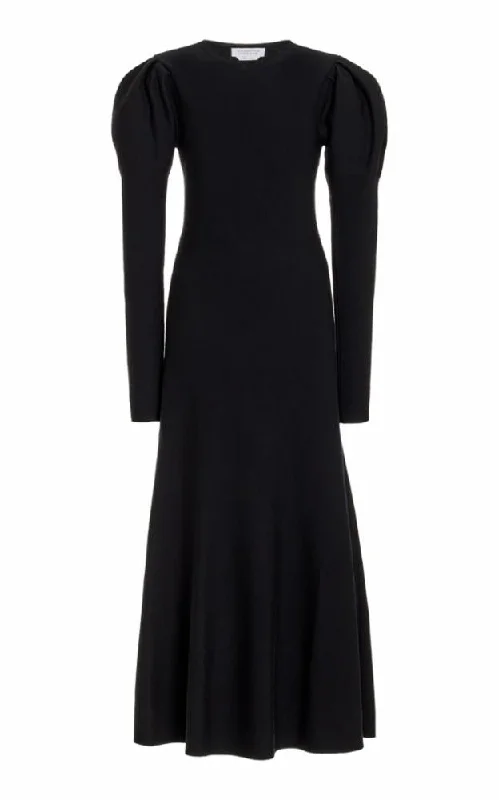 Hannah Knit Dress in Black Merino Wool Cashmere