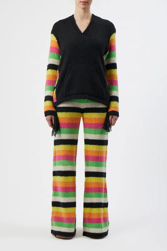 Liu Knit Pant in Multi Striped Cashmere