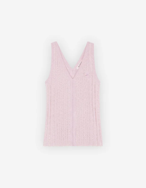 Women's Baby Fox Patch Ribbed Tank Top Lilac