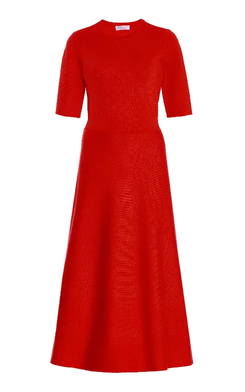 Seymore Knit Dress in Red Topaz Merino Wool Cashmere