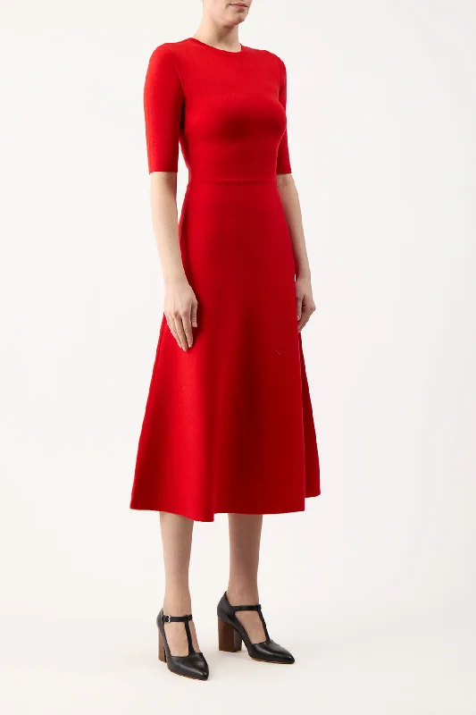 Seymore Knit Dress in Red Topaz Merino Wool Cashmere