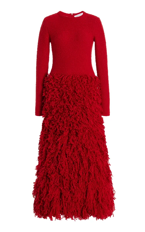 Turner Knit Dress in Scarlet Red Virgin Wool Cashmere Silk