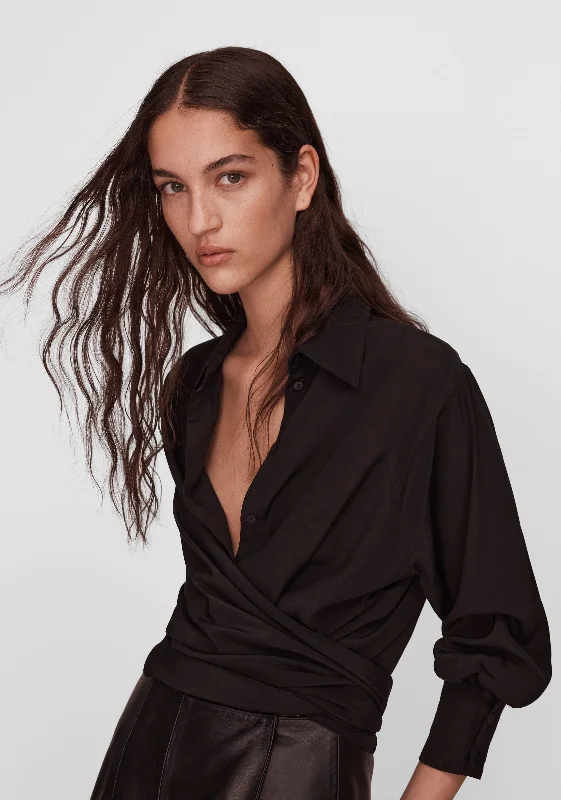 Wilomena Silk Wrap Shirt_Black